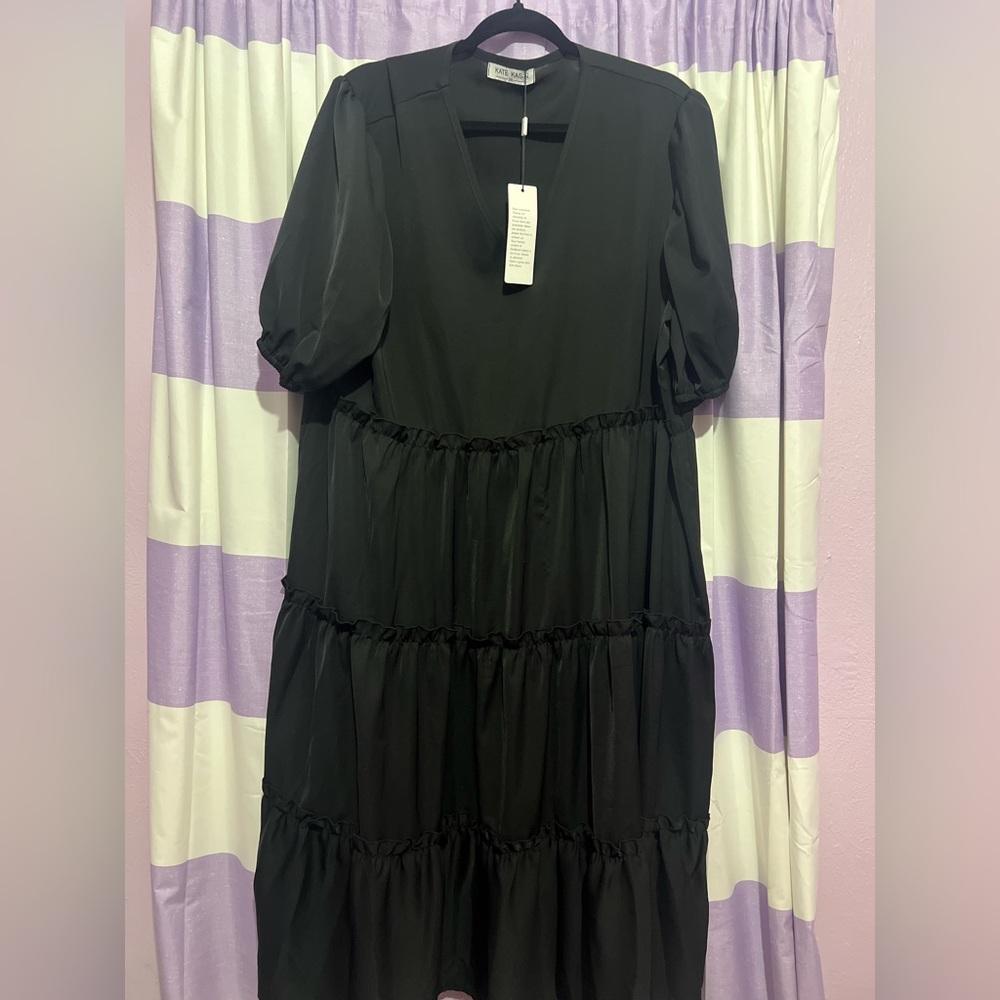 Chic Black Puff Sleeve Babydoll Dress
